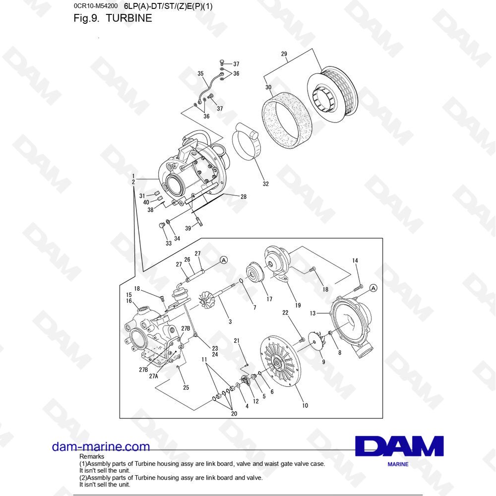 Parts and exploded views for Yanmar 6LPSTE engine